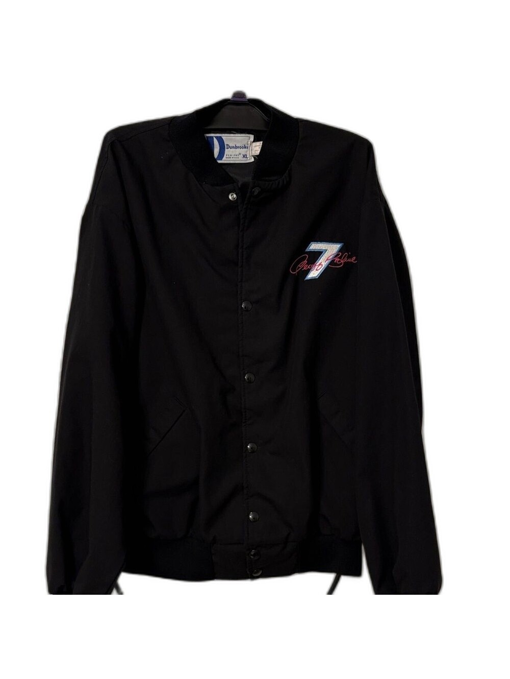 Dunbrooke Vintage #7 Nascar Racing Jacket Black Geoff Bodine Size XL